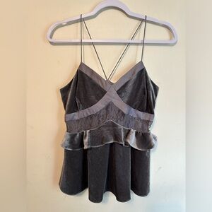 1st Sight NWT Velvet Lace Cutout Grey Camisole Size Small Whimsical Fairy‎